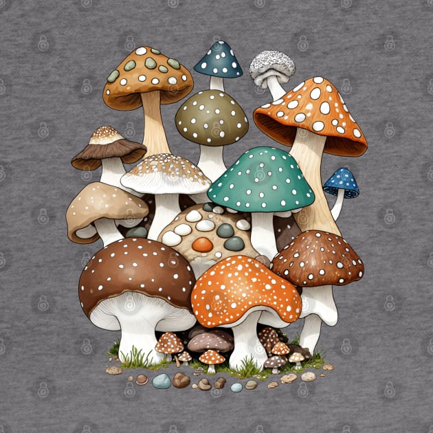 Earthy Mushrooms And Rocks by Manzo Carey